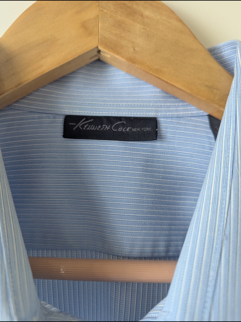 Kenneth Cole Men’s Light Blue Pinstripe Dress Shirt